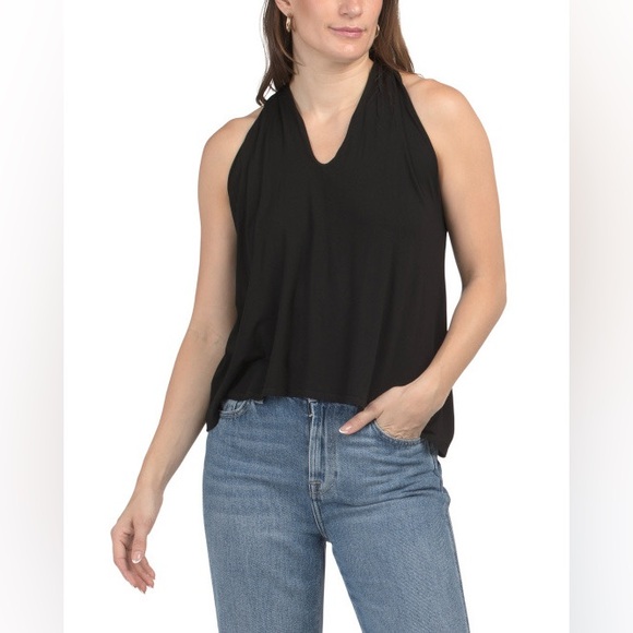 NEW! MICHAEL STARS Luxe Jersey Black Halter Top - Picture 1 of 2
